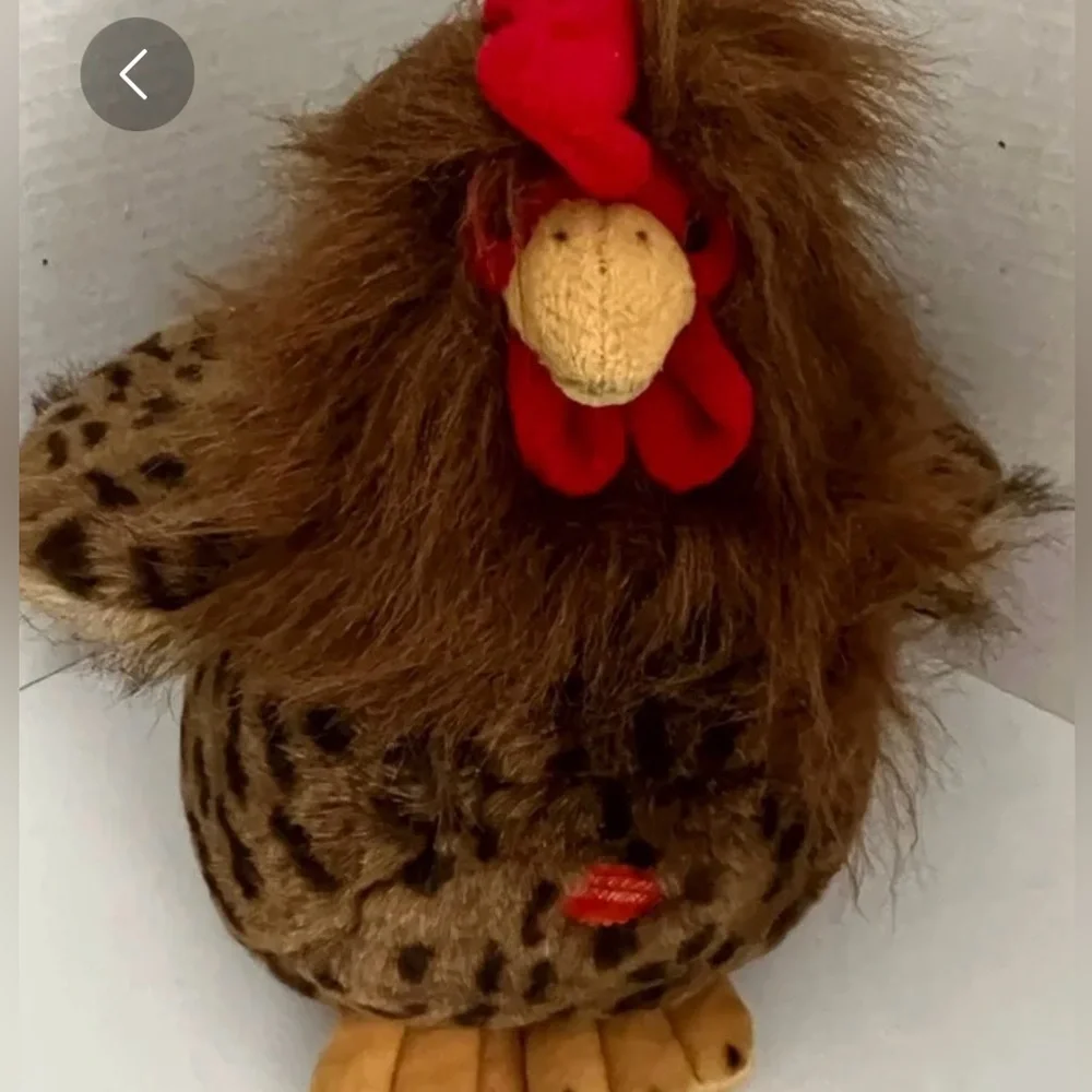 Vintage A & A Plush, Inc. Brown Chicken Rooster Plush Croaking Sound Box Works